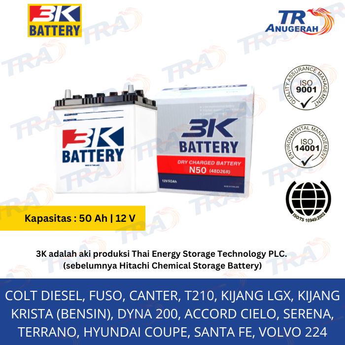 Jual Aki Basah 3K BATTERY Hitachi N50 Colt Diesel Fuso Canter T210 ...