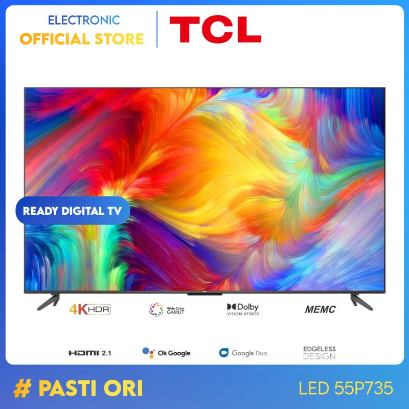 Jual TCL 55P735 LED TV 55 INCH GOOGLE TV HDR 10+ 4K UHD Dolby Vision