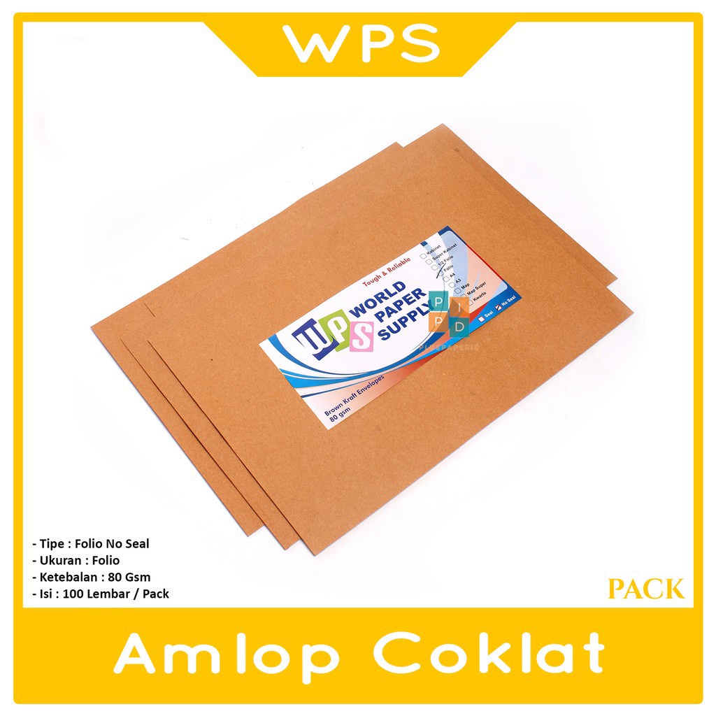 Jual Wps Amplop Coklat Ukuran Folio 23 5 X 34 5 Cm No Seal Pack