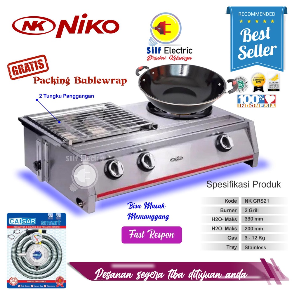 Jual Niko Kompor Gas And Pemanggang 2in1 Nk Grs 21 Grill Stove 2 Burner