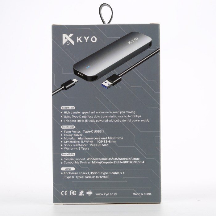Jual KYO M2 NVMe Enclosure 10Gbps SSD M.2 NVME USB Type C 3.1 with USB ...
