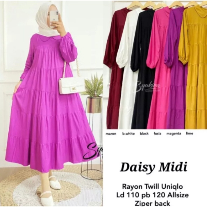 Jual Rachel Midi Dress Busui Wanita Terbaru Polos Murah Size L XL XXL