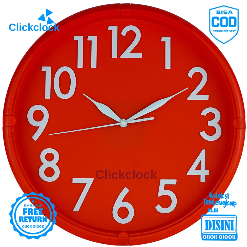 Jual Jam Dinding Analog Minimalis Merah Esa 130 Besar Hiasan Rumah Unik