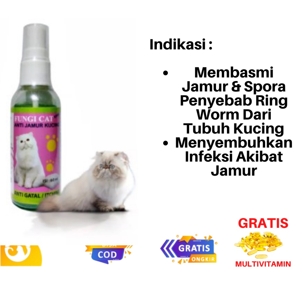 Jual Fungi Cat Obat Jamur Kucing Spray Semprot Free Multivitamin