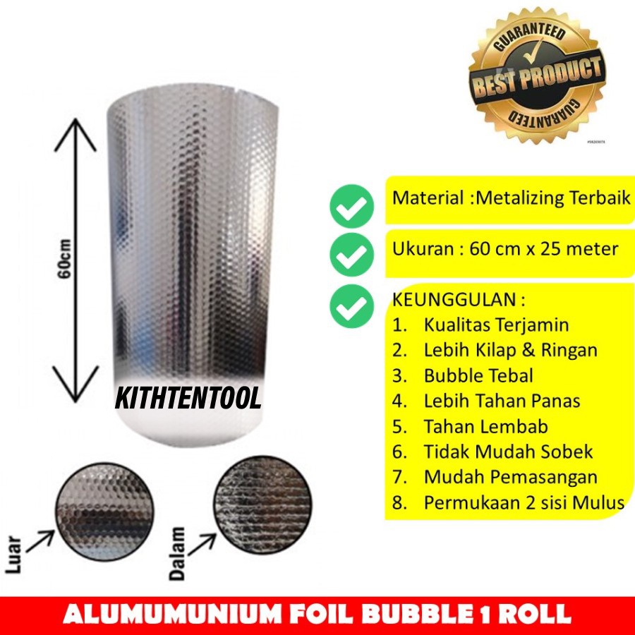 Jual 1 ROLL Aluminium Foil Bubble Peredam Panas Atap Rumah Ketebalan 4 ...