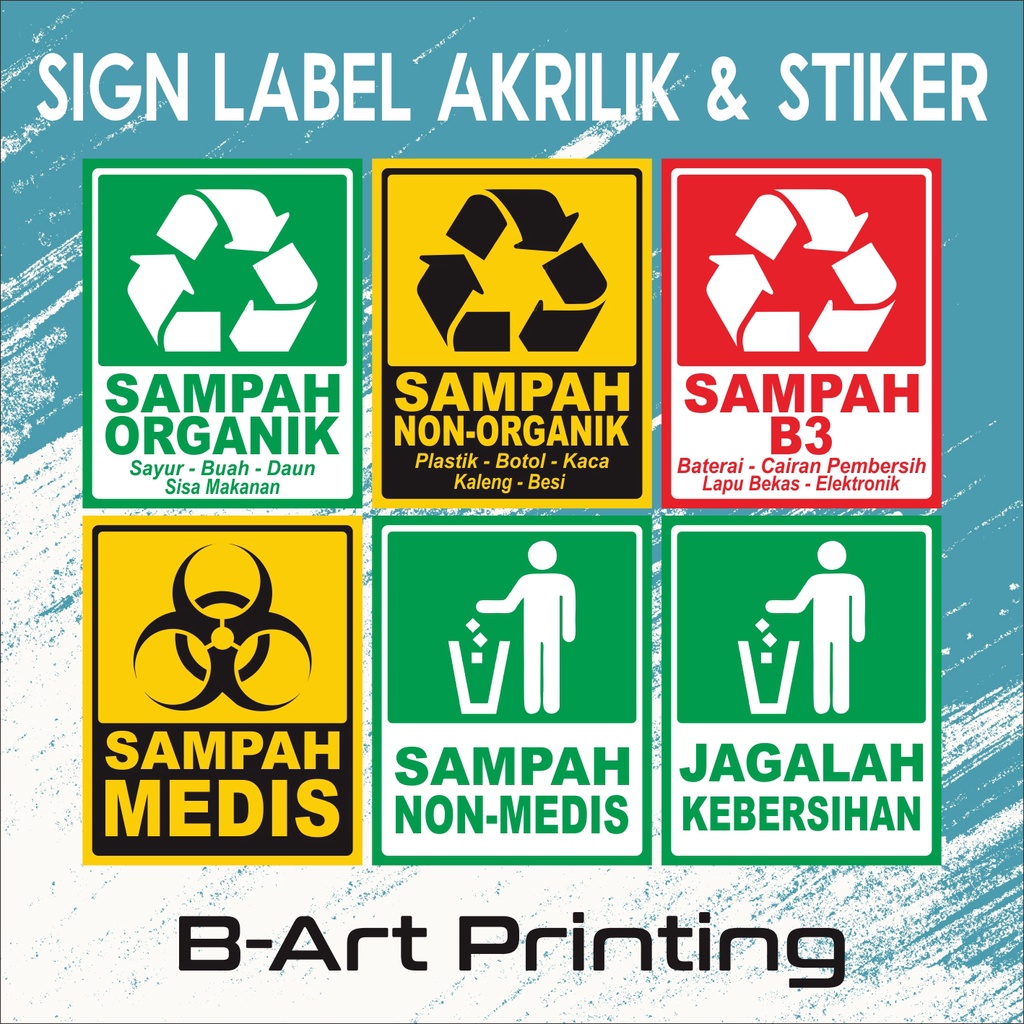 Jual Label Sign Akrilik Dan Sticker Tempat Sampah Organik Non Organik Sampah Medis Puskesmas