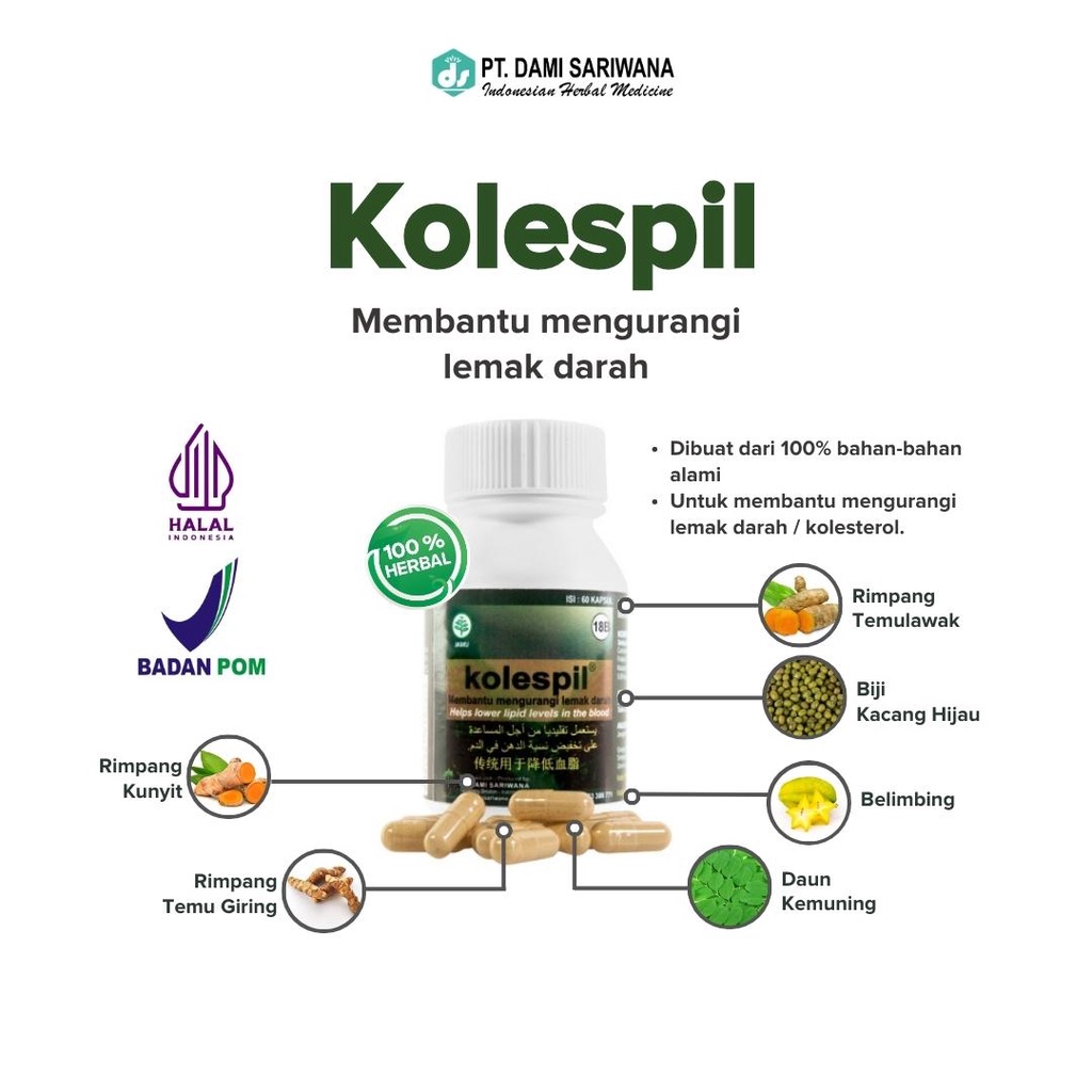 Herbal KOLESPIL 60 Kapsul Mengurangi Kolesterol & Kaku Urat Leher