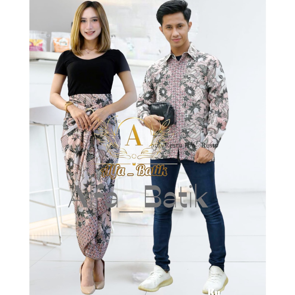 Jual batik couple / set batik mojang dusty / couple batik kondangan ...