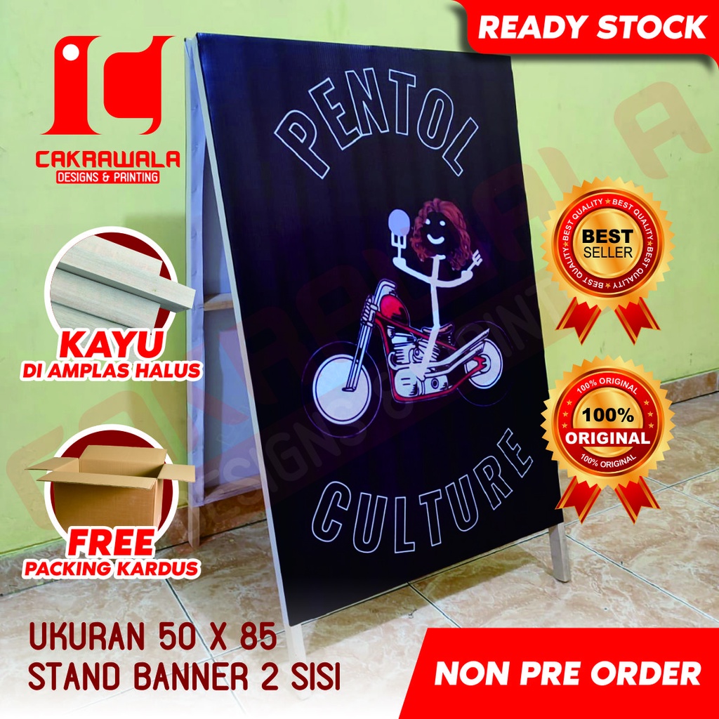 Jual STAND BANNER KAYU PENTOL UKURAN 50 X 85 - STANDING BANNER KAYU ...