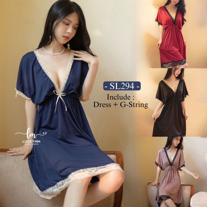 Jual Sexy Lingerie Dress Spandek Sutera Baju Tidur Lingerie Sexy Wanita Sleepwear Lingerie 7670