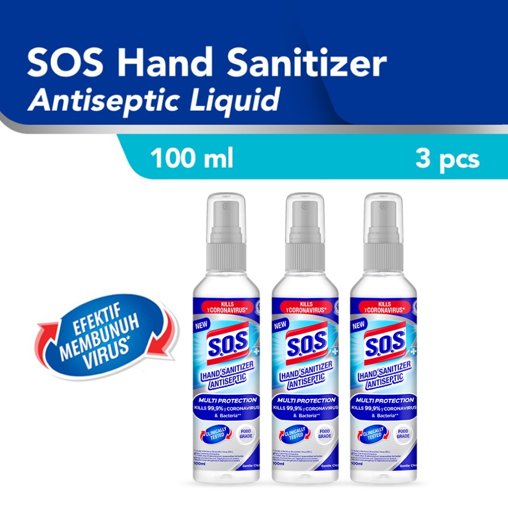 Jual SOS Hand Sanitizer Botol Spray 100ml (3pcs) - Cairan Pembersih ...