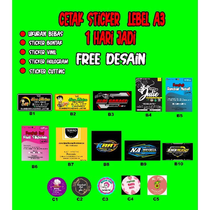 Jual Free Desain Sticker Label A3 Bulat Kotak Shopee Indonesia 8015