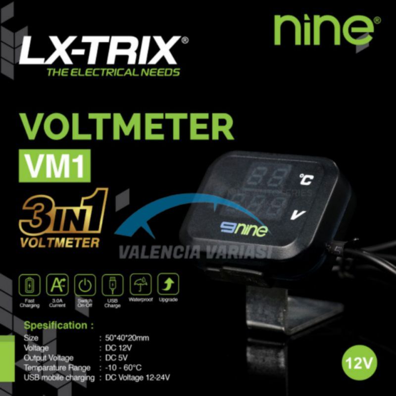 Jual VOLMETER VM1 SPION 3 IN 1 USB CHARGER VOLMETER, USB, SUHU ...