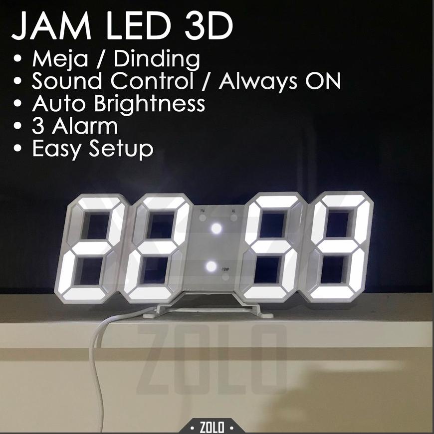 Jual [061] [zolo] Jam Meja LED 3D / Jam Dinding Digital LED 3D Bentuk ...