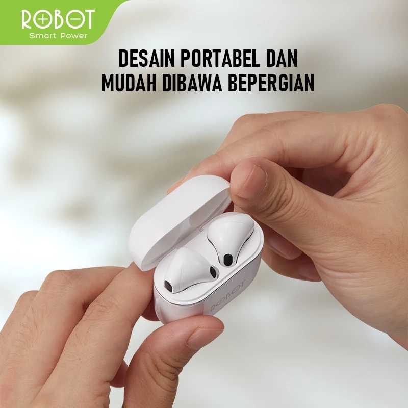 Robot TWS Wireless Earphone Airbuds T50S Original BT 6.0 True Wireless Headset Bluetooth Earbuds IPX4 WaterProof - Garansi 1 Tahun