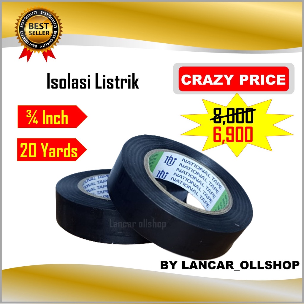 Jual Solasi National Isolasi Listrik Hitam Yard Grosir Selotip Vinyl Electrical Tape Lakban