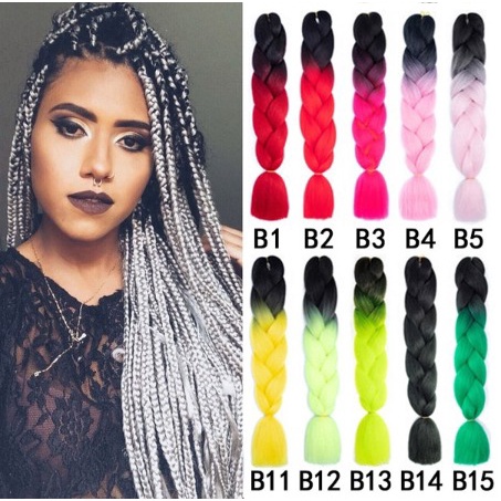 Jual Rambut Sintetis Jumbo Extension Rambut Model Kepang Panjang 24Inch ...