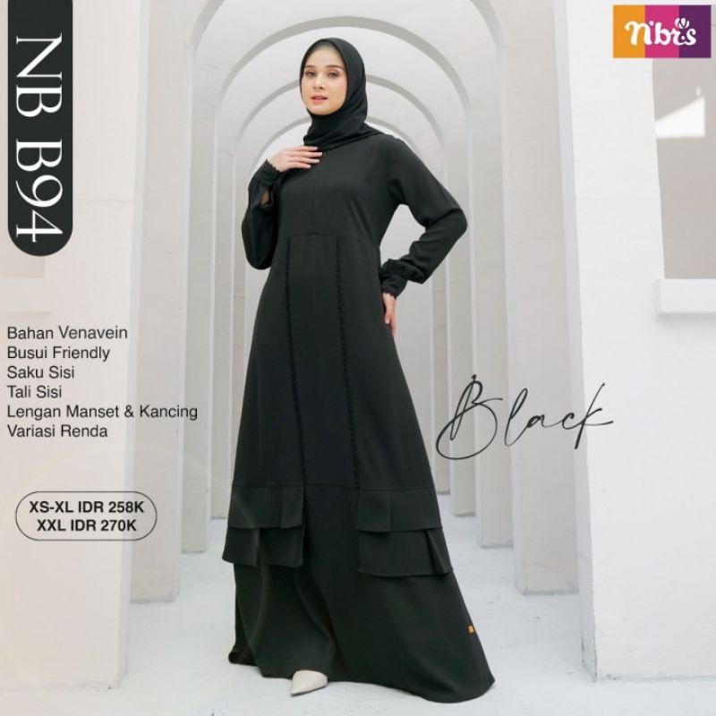 Jual Gamis Katun Wanita Hitam Nb B94 Original Nibras Fashion Dress Baju