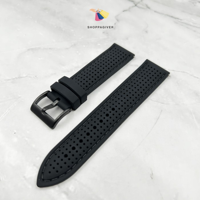 Jual STRAP TALI JAM TANGAN KARET RUBBER HITAM 22MM QUICK RELEASE