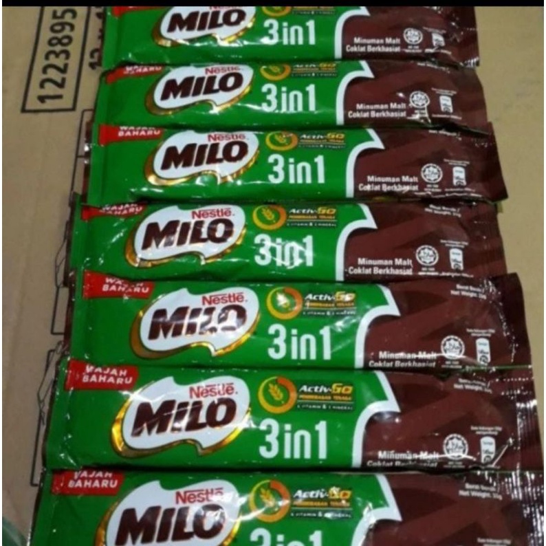 Jual Milo Nestle Malaysia Sachet 33gram Minuman Berenergi 3 In 1 Malt Coklat Berkhasiat Halal 8238