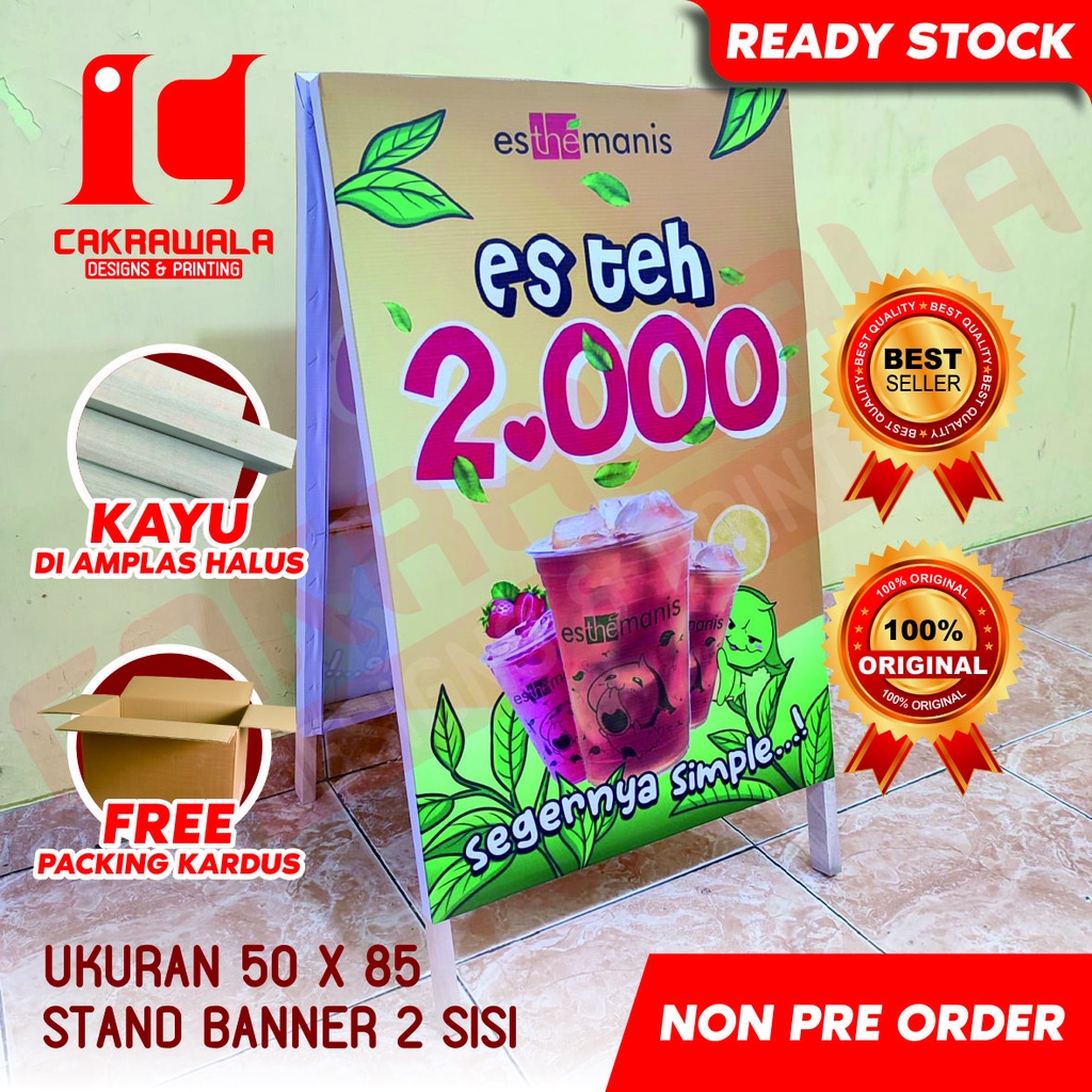 Jual STAND BANNER KAYU JUALAN ES TEH POCI UKURAN 50 X 85 - STANDING ...