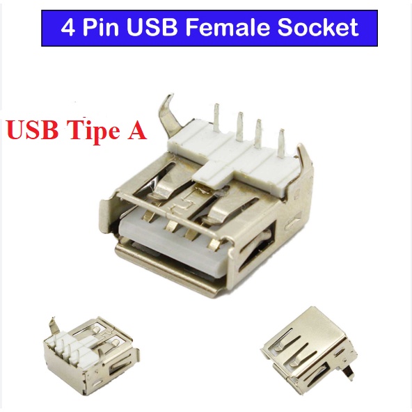 Jual Soket Socket USB 2.0 Female PCB Mount Tipe Type A 4 Pin 4Pin Tekuk ...