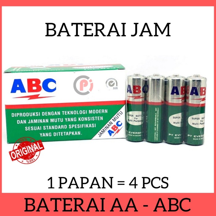 Jual ORIGINAL ABC Baterai Jam Dinding Ukuran AA A2 Per Papan isi 4 Pcs ...