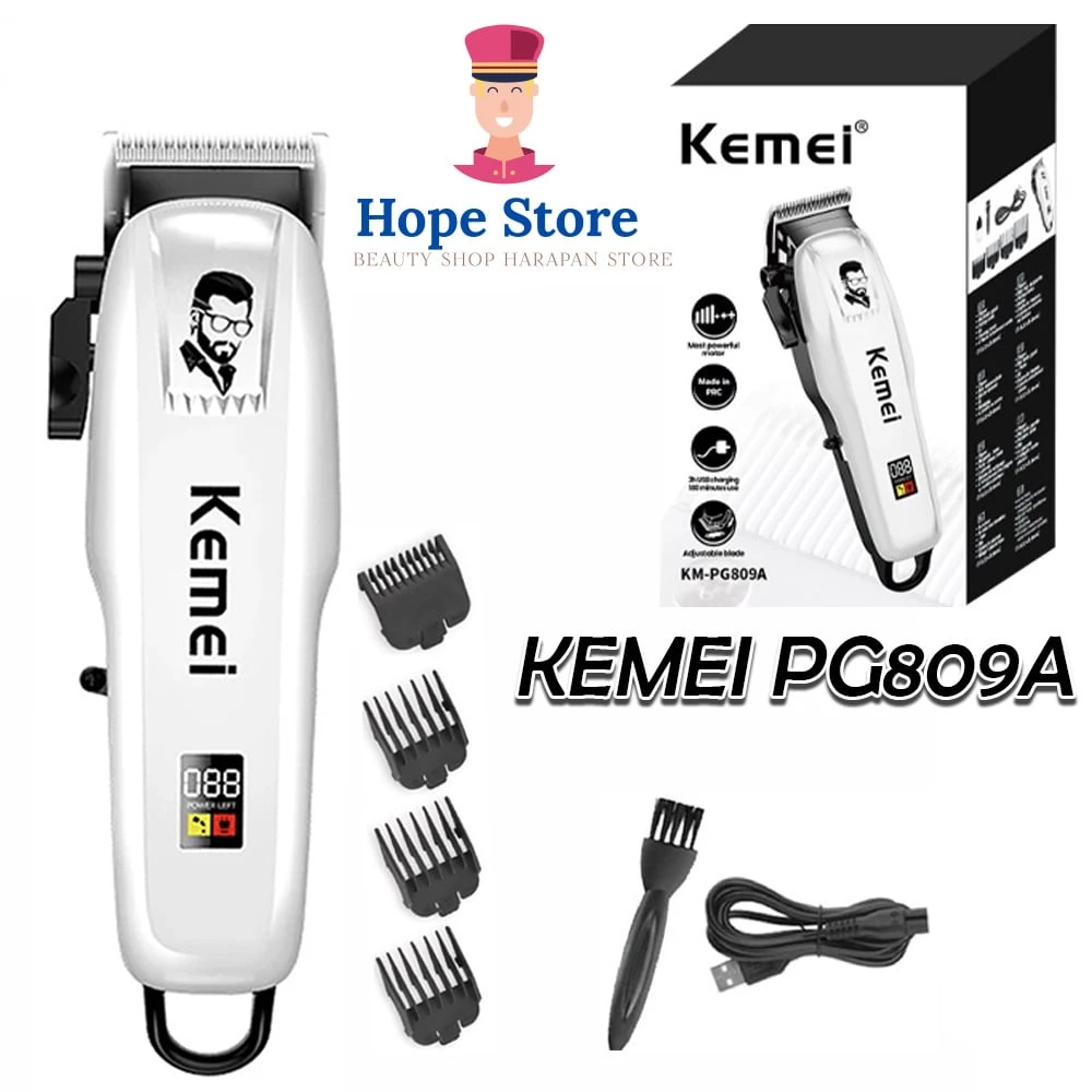 Hope Store - Kemei KM-809A Hair Clipper Alat Mesin Cukur Rambut Mesin Cukur Rechargeable Hair Clipper/Alat Cukur Rambut System Charge Tanpa Kepala Charger - 1 Set | AutoStock