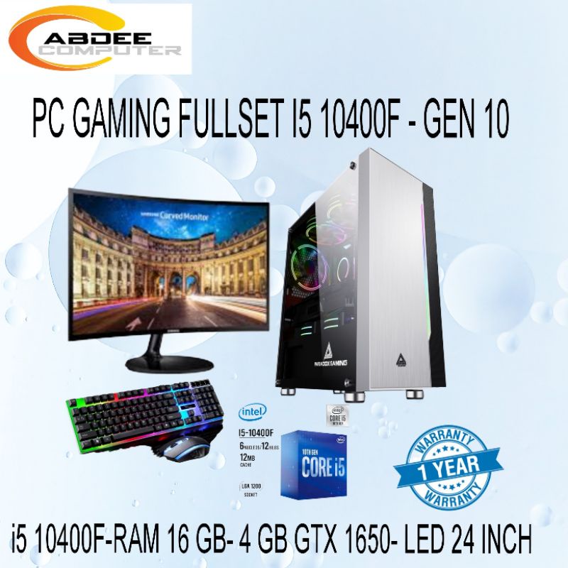 PC Gaming Pc i5 10400F Ram 16 Gb Ssd 256 Gb VGA GB GTX 1650 Led 24 in  Render