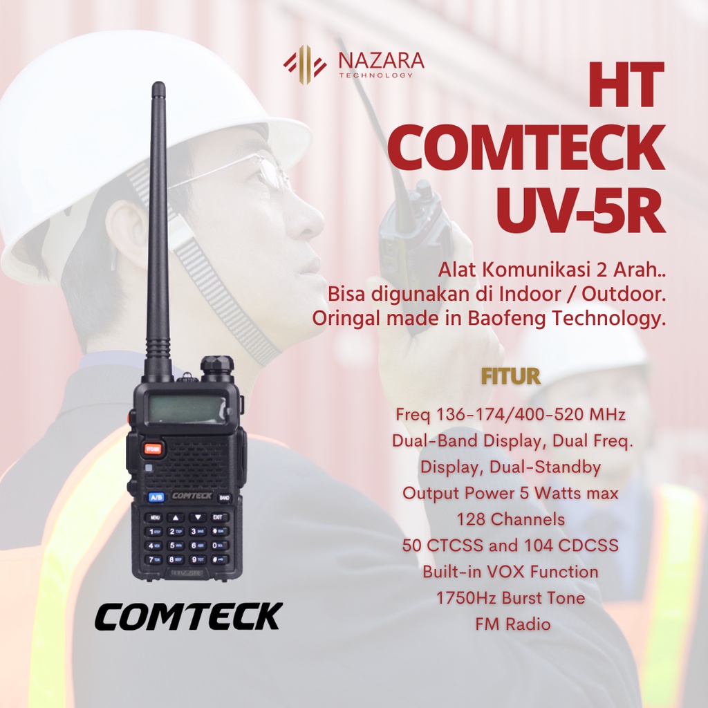Jual HT Comteck UV-5R Dual Band VHF UHF Radio FM | Shopee Indonesia