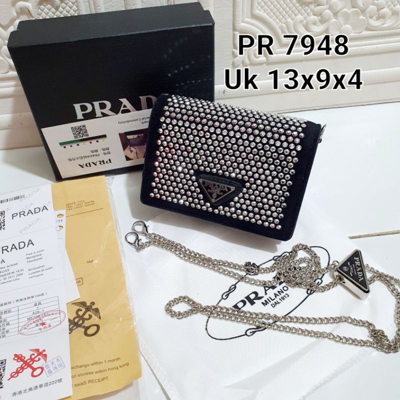 Jual Tas prada mini Tas mini wanita import PRD semi Premium free box Tas wanita mini bling bling import Tas pesta mini import Shopee Indonesia