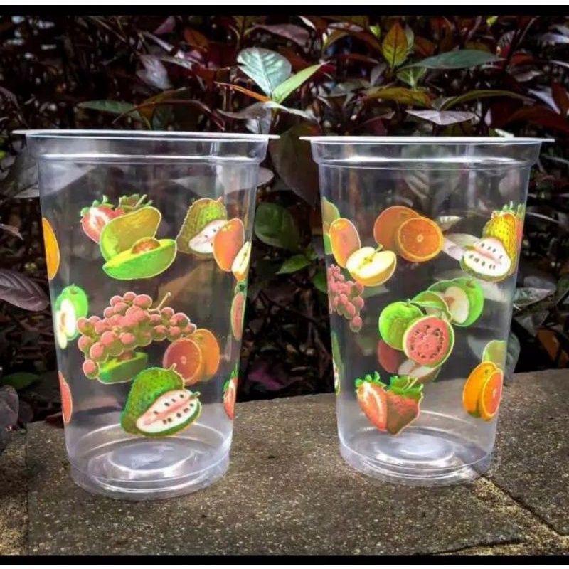 Jual GELAS PLASTIK SABLON BUAH / FRESH FRUIT STARINDO 14 OZ & 16 OZ (20 ...