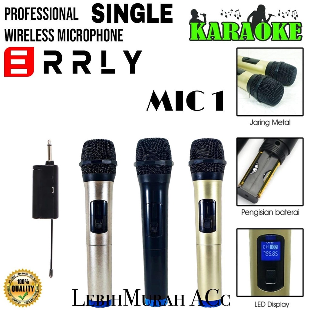 Jual Single Mic Karaoake Wireless Tanpa Kabel Microphone karaoke with Receiver System Mic