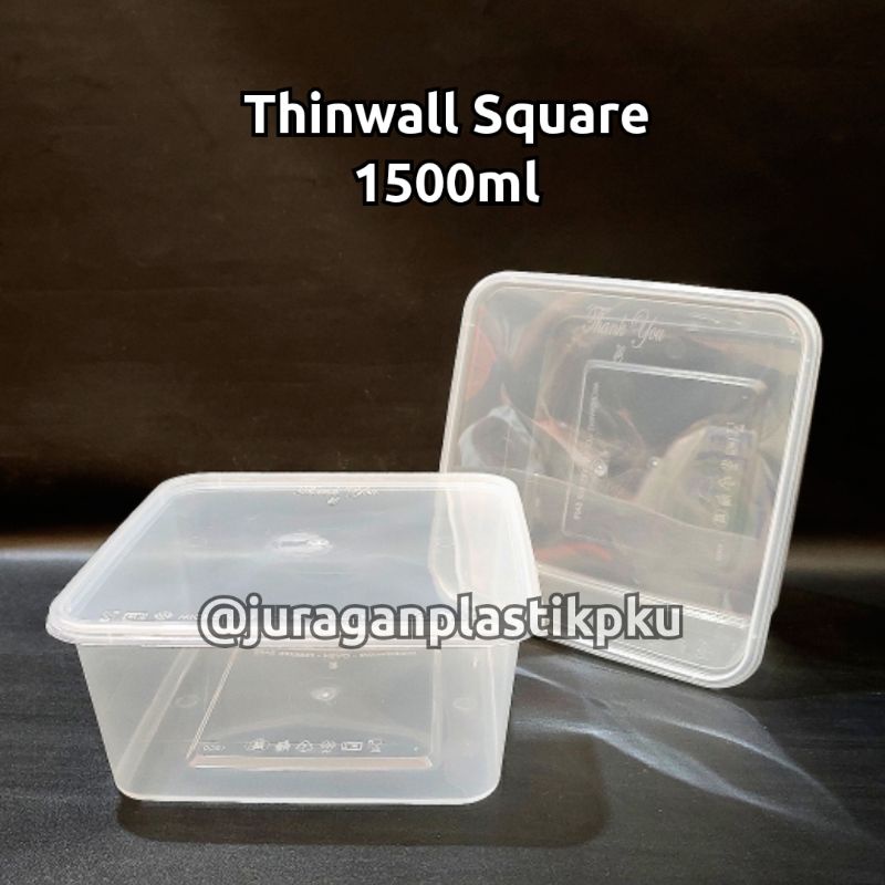 Jual 1500ml Sq Thinwall Kotak Makan Plastik Persegi Food Container