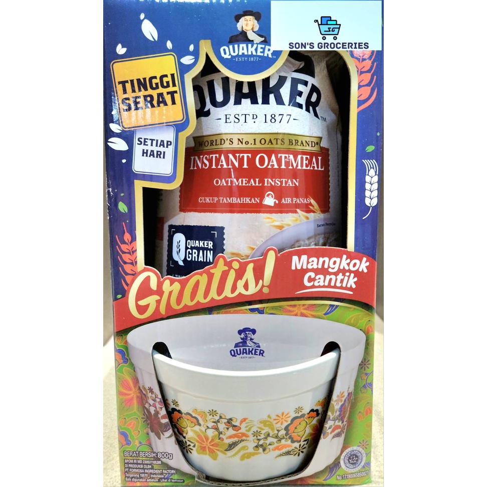 Jual Quaker Instant Oatmeal 800 gr Exclusive pack (free mangkok cantik ...