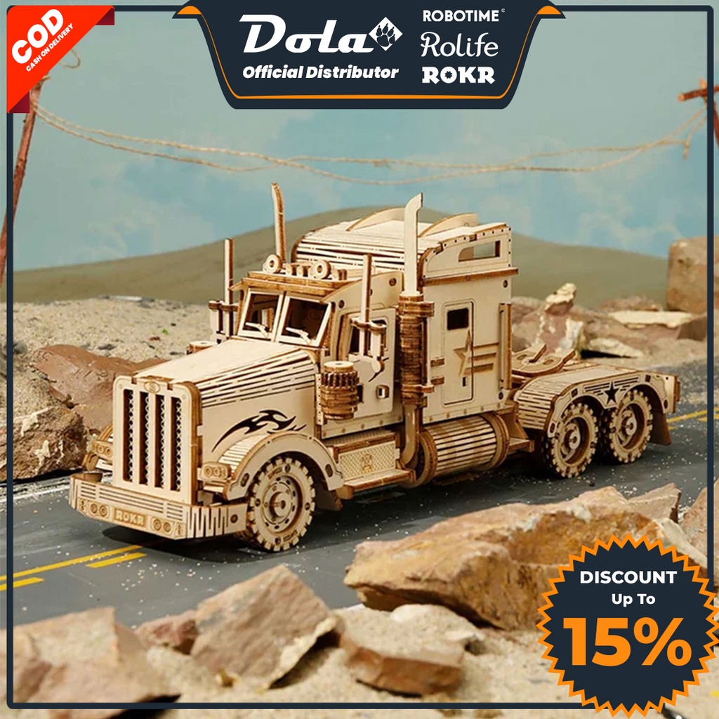 Jual DolaPuzzle ROKR Rolife Heavy Truck Scale Model 3D Wooden Puzzle ...