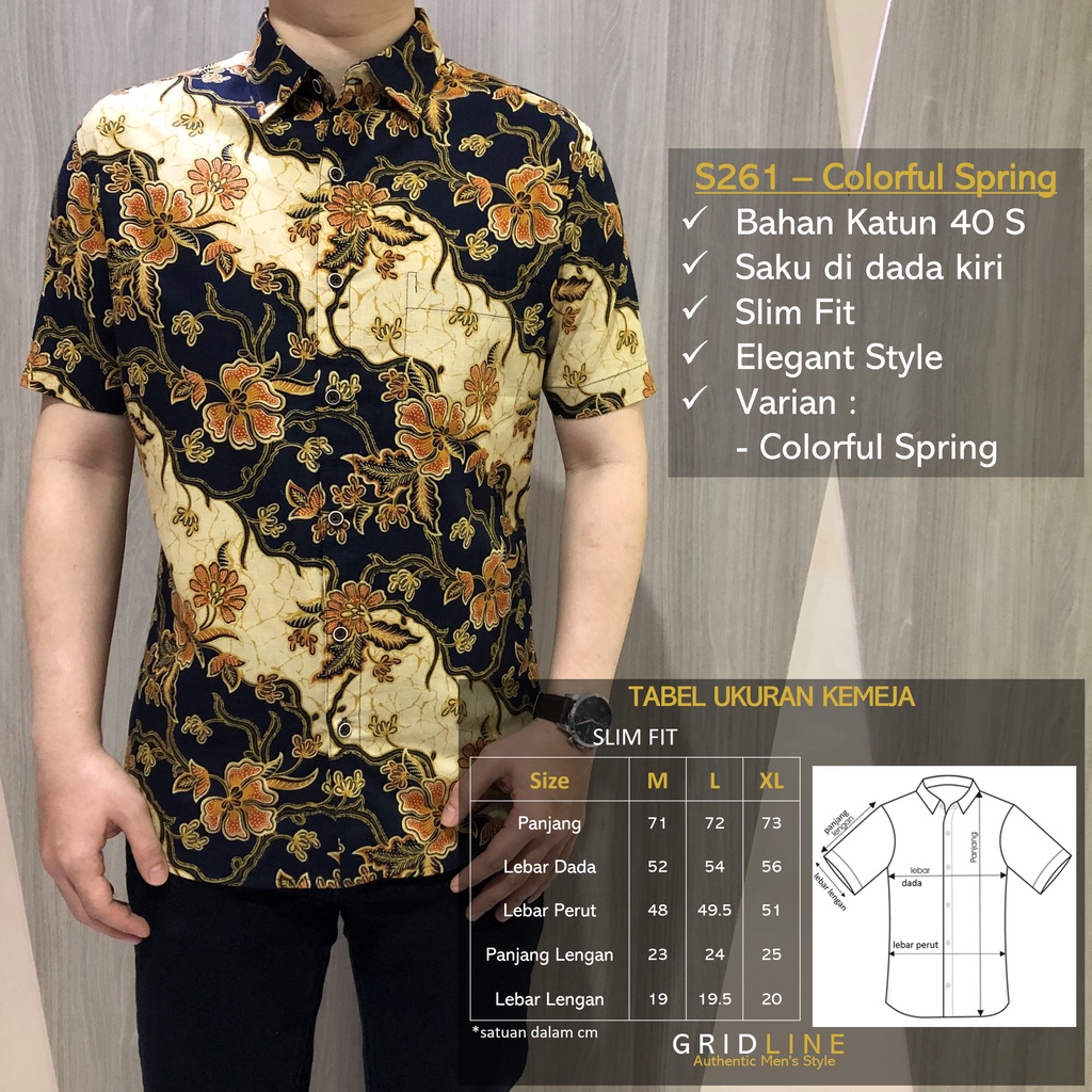 Jual [GRIDLINE - S261 Colorful Spring] Baju Kemeja Batik Pria Lengan ...