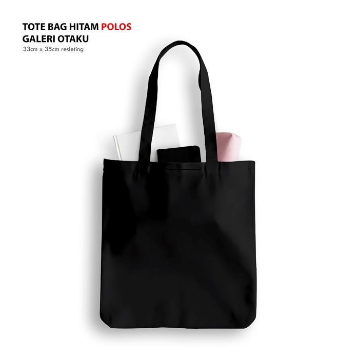 Jual Totebag kanvas hitam polos Premium Grade A Resleting Shopee Indonesia