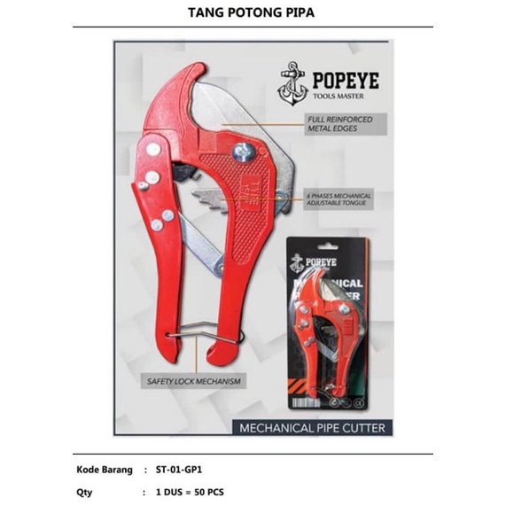Jual Gunting Pipa PVC Popeye (ST-01-GP1) Supplier Material Bahan ...