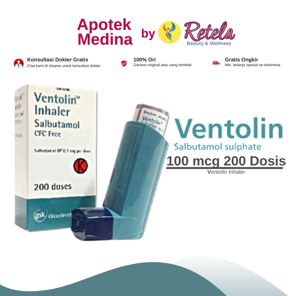 Jual Ventolin Inhaler 100 Mcg 200 Dosis Shopee Indonesia