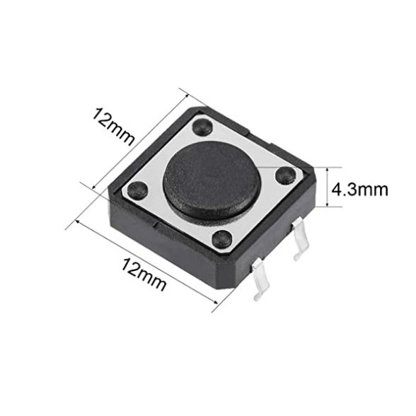 Jual siap kirim] Tactile Push Button Switch 4P 12x12x4.3 mm DIP untuk ...