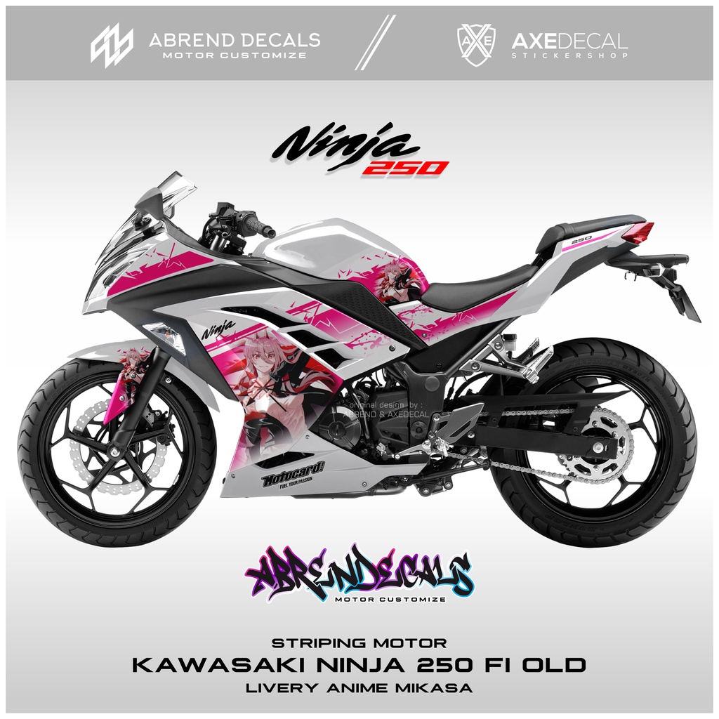 Jual Striping Ninja 250 Fi Old Anime Custom / Stiker Motor Kawasaki