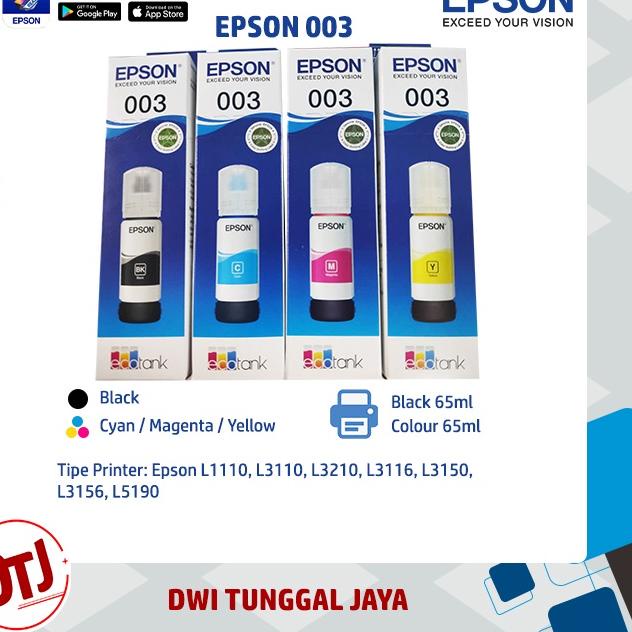 Jual Dijual Murah Tinta Epson 003 Black Cyan Magenta Yellow Original Untuk Epson L3110 1603