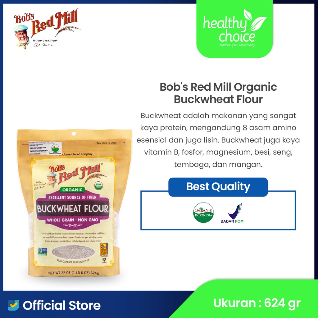 Jual Bob's Red Mill Organic Buckwheat Flour Whole Grain 624 Gr | Shopee ...