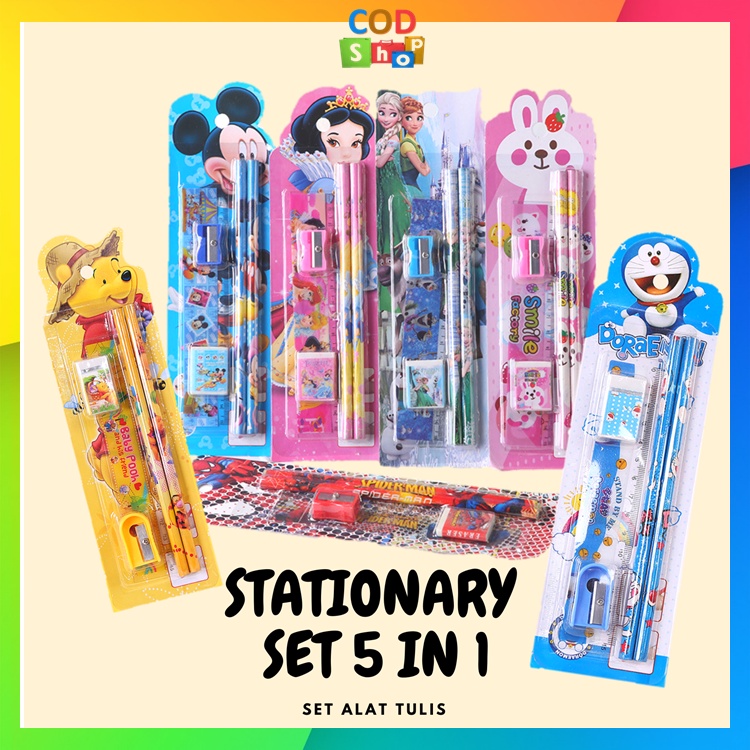 Jual COD - S5686 Stationary Set 5 In 1 Karakter / Alat Tulis Sekolah ...