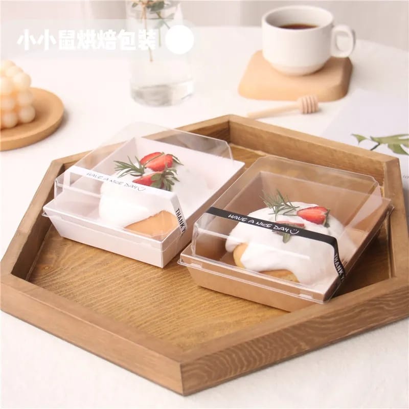 Jual (10pcs) Paper Box Kotak Mika Sandwich / Kotak Burger / Kotak Kue ...
