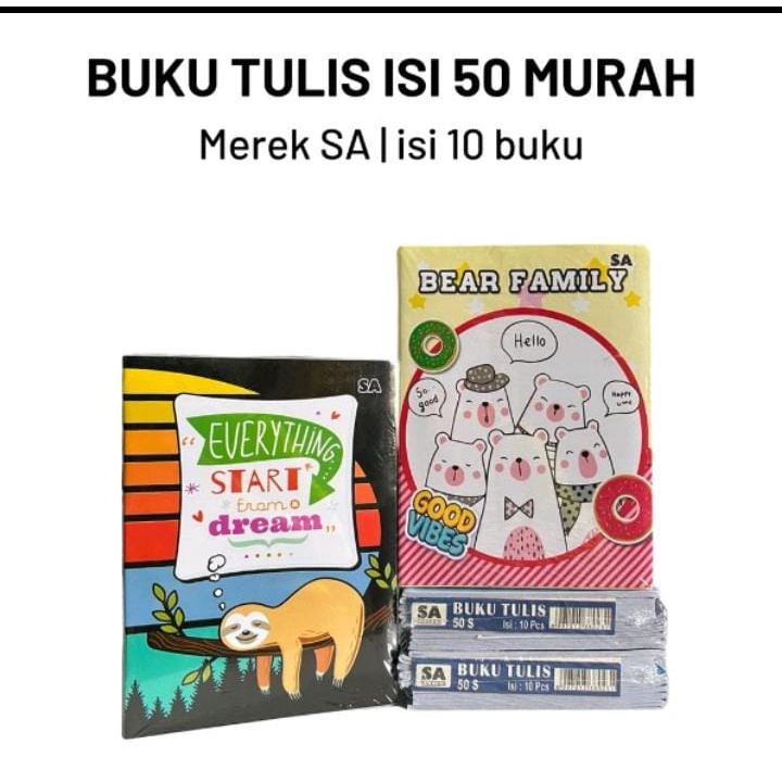 Jual BUKU TULIS ISI 50 LEMBAR TERMURAH ISI 10 BUKU | Shopee Indonesia