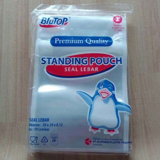 Jual Klip Standing Pouch STP 20x29 Seal Lebar Merk Blutop Pinguin Isi