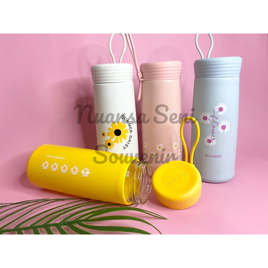Jual Souvenir Botol Summer Daisy Termos Kaca Warna Motif Tumbler Minum ...