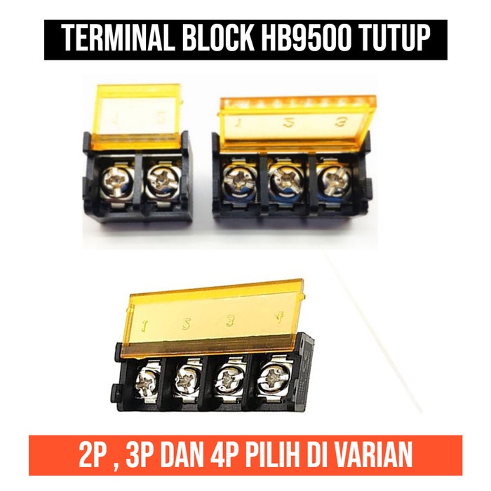 Jual Terminal Blok Block 2P 3P 4P 2 3 4 Pin HB9500 Connector Konektor 9 ...